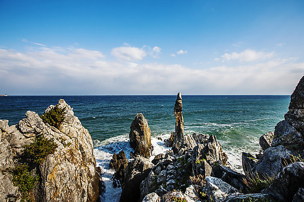 포토 JPG 주간 바다 사람없음 야외 일출 강원도 동해 추암 국내포토 자연요소 한국 노을 바위_돌 파일형식