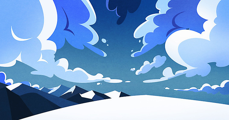 PSD 구름 하늘색 백그라운드 겨울 일러스트 산 사람없음 눈 겨울배경 국내일러스트 자연요소 계절 날씨 파란색 파일형식