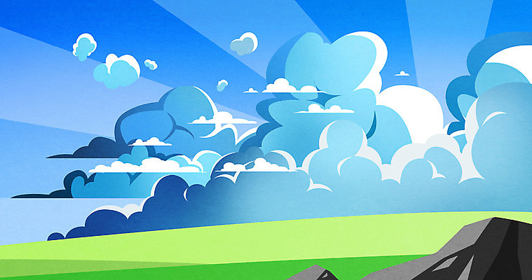 PSD 하늘색 백그라운드 일러스트 초원 사람없음 여름 햇빛 맑음 바위 국내일러스트 계절 날씨 파란색 태양 돌_바위 파일형식