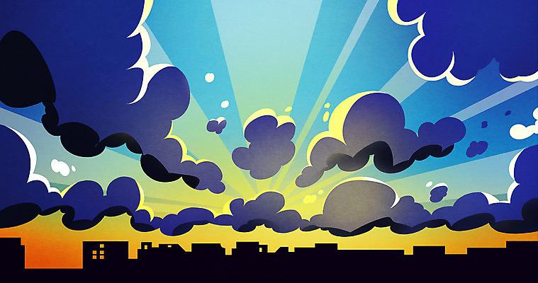 PSD 구름 백그라운드 일러스트 사람없음 건물 햇빛 태양 노을 도심 국내일러스트 자연요소 건축물 도시 파일형식