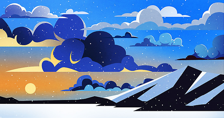 PSD 구름 백그라운드 겨울 일러스트 산 초원 사람없음 파란색 태양 노을 눈 겨울배경 국내일러스트 자연요소 계절 컬러 날씨 파일형식