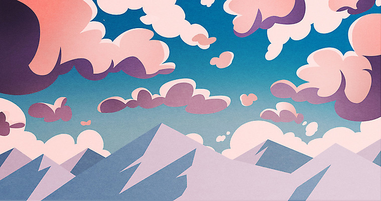 PSD 구름 분홍색 백그라운드 겨울 일러스트 하늘 산 사람없음 맑음 겨울배경 국내일러스트 자연요소 계절 컬러 날씨 파일형식