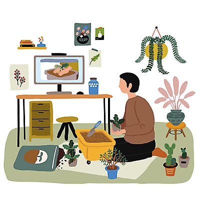 전신 식물 손 여자 화분 일러스트 모바일 한명 들기 성인 취미 신체부위 모니터 무릎꿇기 모종삽 사물함 책상 원예 온라인강의 화분갈이 성인여자한명만 홈가드닝 집콕 레이어드홈 행잉플랜트 반려식물 국내일러스트 AI파일 1 가구 모션 사람 컴퓨터 강의 삽 신조어 여자한명만 성인여자만 파일형식 벡터 앳홈라이프 언택트