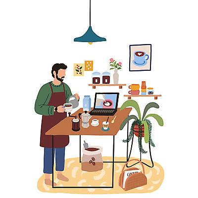 식물 남자 화분 일러스트 탁자 모바일 조명 한명 들기 성인 취미 노트북 앞치마 커피포트 바리스타 그라인더 라떼아트 온라인강의 커피자루 성인남자한명만 집콕 레이어드홈 국내일러스트 AI파일 직업 1 가구 모션 주전자 사람 전자제품 강의 그림 자루 신조어 라떼 커피용품 남자한명만 성인남자만 파일형식 벡터 앳홈라이프 언택트