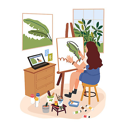 전신 식물 손 여자 액자 일러스트 창문 모바일 한명 들기 앉기 성인 취미 신체부위 노트북 물감 그리기 이젤 서랍장 캔버스 드로잉 둥근의자 온라인강의 성인여자한명만 집콕 레이어드홈 국내일러스트 AI파일 1 가구 의자 모션 미술 사람 전자제품 미술도구 강의 신조어 여자한명만 성인여자만 파일형식 벡터 앳홈라이프 언택트