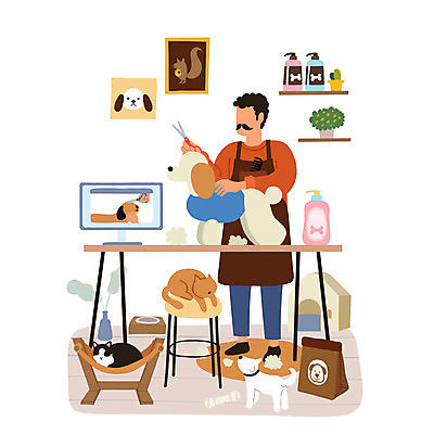 전신 남자 액자 의자 여러마리 일러스트 탁자 모바일 한명 들기 성인 취미 모니터 고양이 앞치마 개 개사료 미용가위 반려 애견미용 온라인강의 성인남자한명만 애견샴푸 집콕 레이어드홈 국내일러스트 AI파일 1 가구 다수 포유류 모션 가위_도구 사람 반려동물 컴퓨터 뷰티 미용용품 먹이 강의 애견용품 신조어 남자한명만 성인남자만 파일형식 벡터 앳홈라이프 언택트