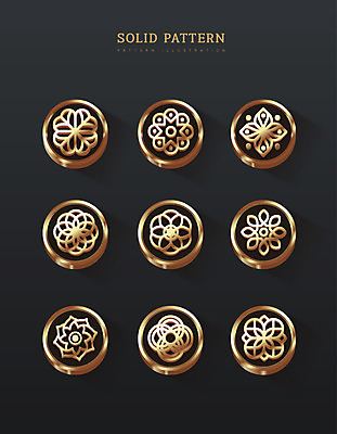 패턴 일러스트 사람없음 전통무늬 전통문양 금색 원형 국내일러스트 AI파일 도형 전통 문양 컬러 무늬 파일형식 벡터