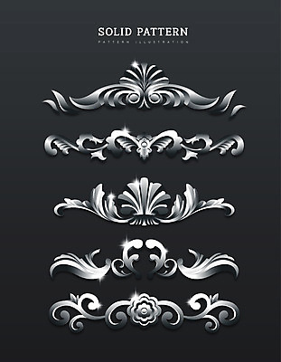 곡선 일러스트 프레임 사람없음 장식 세트 은색 테두리 입체 고딕 빅토리아 스타일 국내일러스트 AI파일 선 컬러 파일형식 벡터