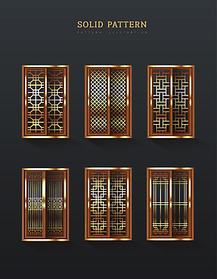 패턴 일러스트 사람없음 세트 금색 입체 전통문 국내일러스트 AI파일 컬러 무늬 문 파일형식 벡터