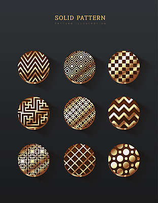 패턴 일러스트 사람없음 세트 금색 원형 입체 국내일러스트 AI파일 도형 컬러 무늬 파일형식 벡터