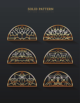 패턴 일러스트 사람없음 세트 금색 입체 아치 연꽃문양 국내일러스트 AI파일 문양 컬러 무늬 파일형식 벡터