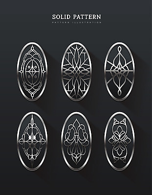 패턴 일러스트 사람없음 세트 은색 입체 타원형 국내일러스트 AI파일 컬러 무늬 원형 파일형식 벡터