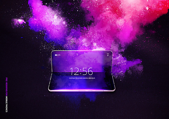 PSD 편집이미지 사람없음 스마트폰 보라색 시간 폭발 가루 더스트파티클 흩어짐 이미지편집 컬러 컨셉 핸드폰 스마트기기 파일형식