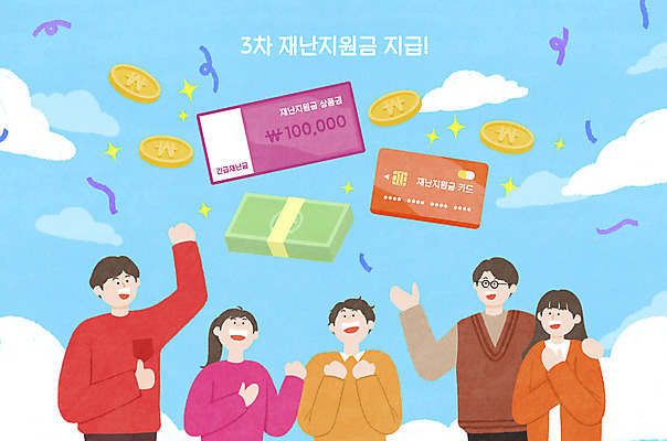 PSD 구름 여자 남자 분홍색 지폐 돈 일러스트 여러명 성인 동전 기쁨 신용카드 상품권 성인만 긴급재난지원금 지원금 국내일러스트 자연요소 감정 컬러 다수 사람 금융 재산 정부정책 지원 파일형식