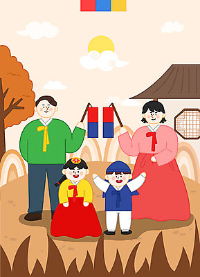 전신 나무 여자 명절 남자 어린이 일러스트 가족 새해 기와집 서기 들기 소녀 소년 여러명 성인 설날 태양 만세 한복 청사초롱 국내일러스트 AI파일 자연요소 식물 한국전통 전통 기념일 다수 관계 모션 한옥 사람 전통의상 초롱 파일형식 벡터