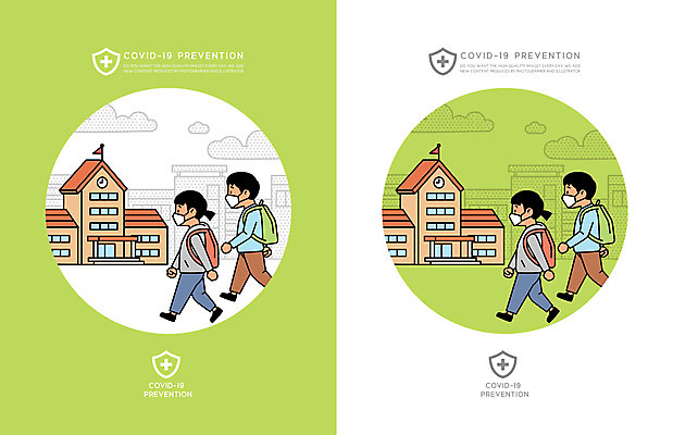 전신 여자 남자 일러스트 학교 청소년 마스크 여러명 건물 연두색 걷기 등교 방역 십대만 코로나바이러스 감염예방 델타변이바이러스 국내일러스트 AI파일 건축물 교육 다수 모션 사람 초록색 바이러스 사회이슈 예방 등하교 감염 파일형식 벡터