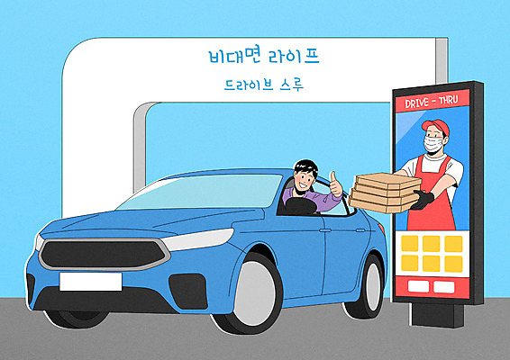 PSD 남자 일러스트 자동차 모바일 들기 상반신 성인 두명 상자 스크린 운전 최고 직원 주문 성인남자만 코로나바이러스 드라이브스루 비대면서비스 포스트코로나 언택트 랜선라이프 델타변이바이러스 위드코로나 국내일러스트 라이프스타일 육상교통 모션 사람 바이러스 사회이슈 서비스 남자만 성인만 파일형식