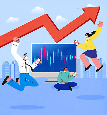 전신 여자 남자 화살표 하늘색 일러스트 그래프 마스크 들기 앉기 세명 스마트폰 모니터 점프 기쁨 슬픔 주식 주가상승 주가하락 주식표 투자자 주린이 국내일러스트 AI파일 감정 모션 사람 금융 파란색 핸드폰 스마트기기 컴퓨터 하락 투자 상승 신조어 파일형식 벡터