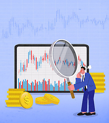 전신 남자 하늘색 돈 일러스트 돋보기 그래프 한명 들기 성인 스마트폰 태블릿 동전 관찰 주식 고민 주식표 투자자 국내일러스트 AI파일 1 감정 모션 사람 금융 파란색 전자제품 핸드폰 스마트기기 재산 투자 파일형식 벡터