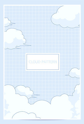 구름 하늘색 백그라운드 패턴 일러스트 사람없음 심플 격자 파스텔톤 국내일러스트 AI파일 자연요소 컬러 무늬 파란색 파일형식 벡터