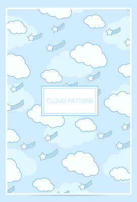 구름 별 하늘색 백그라운드 패턴 일러스트 사람없음 심플 국내일러스트 AI파일 자연요소 무늬 파란색 파일형식 벡터