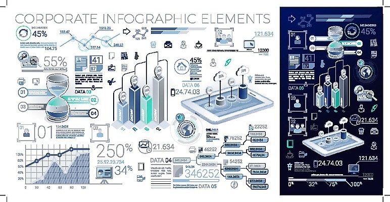 EPS 해외이미지 일러스트 비즈니스 그래프 사람없음 파란색 태블릿 인포그래픽 퍼센트 모래시계 막대그래프 해외202004 해외일러스트 모래 시계 컬러 전자제품 스마트기기 특수기호 파일형식 벡터