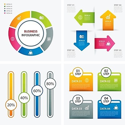 EPS 해외이미지 화살표 일러스트 비즈니스 그래프 사람없음 세트 인포그래픽 원그래프 해외202004 해외일러스트 파일형식 벡터