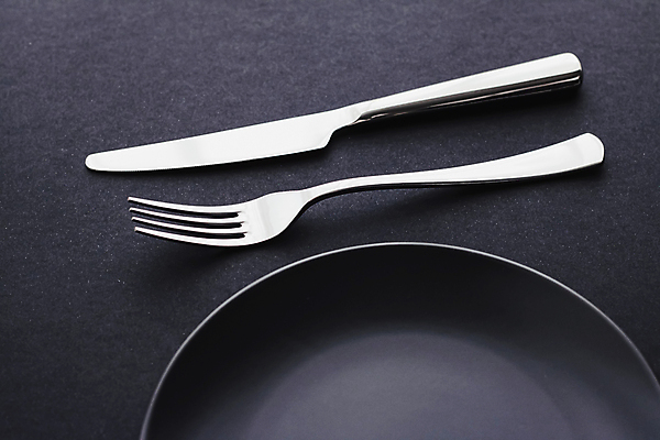 포토 JPG 해외이미지 그릇 식기 접시 포크 검은배경 사람없음 나이프 해외포토 백그라운드 검은색 칼 파일형식