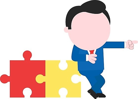 EPS 해외이미지 남자 조각 일러스트 한명 서기 사람 성인 기댐 가리킴 비즈니스맨 퍼즐 성인남자한명만 해외202004 해외일러스트 1 비즈니스 모션 손짓 직장인 남자한명만 성인남자만 파일형식 벡터