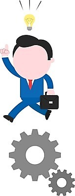 EPS 해외이미지 남자 서류가방 일러스트 전구 한명 사람 성인 비즈니스맨 톱니바퀴 성인남자한명만 해외202004 해외일러스트 1 가방 비즈니스 직장인 남자한명만 성인남자만 파일형식 벡터