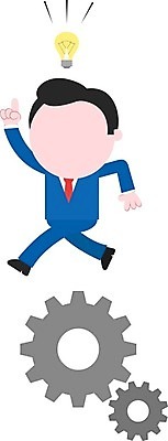 EPS 해외이미지 남자 일러스트 전구 한명 사람 성인 비즈니스맨 톱니바퀴 성인남자한명만 해외202004 해외일러스트 1 비즈니스 직장인 남자한명만 성인남자만 파일형식 벡터