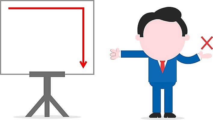 EPS 해외이미지 남자 일러스트 한명 서기 손짓 성인 가리킴 비즈니스맨 X 하락 차트보드 성인남자한명만 해외202004 해외일러스트 1 알파벳 컨셉 비즈니스 모션 사람 직장인 남자한명만 성인남자만 파일형식 벡터