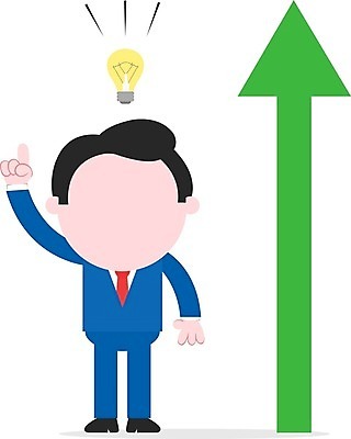 EPS 해외이미지 남자 화살표 생각 일러스트 전구 모션 그래프 한명 서기 성인 가리킴 비즈니스맨 상승 성인남자한명만 해외202004 해외일러스트 1 컨셉 비즈니스 사람 손짓 직장인 남자한명만 성인남자만 파일형식 벡터