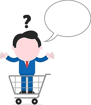 EPS 해외이미지 남자 말풍선 생각 일러스트 한명 서기 성인 카트 쇼핑카 비즈니스맨 의문 혼란 성인남자한명만 해외202004 해외일러스트 1 컨셉 비즈니스 모션 사람 쇼핑 직장인 남자한명만 성인남자만 파일형식 벡터