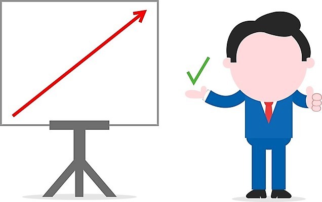 EPS 해외이미지 전신 캐릭터 남자 화살표 일러스트 성공 한명 성인 비즈니스맨 체크표시 상승 차트보드 성인남자한명만 해외202004 해외일러스트 일러캐릭터 1 컨셉 비즈니스 사람 직장인 확인 남자한명만 성인남자만 파일형식 벡터