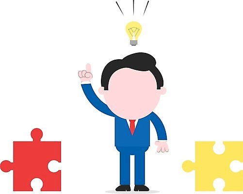 EPS 해외이미지 전신 캐릭터 남자 일러스트 전구 아이디어 한명 서기 성인 손들기 비즈니스맨 퍼즐 퍼즐조각 성인남자한명만 해외202004 해외일러스트 일러캐릭터 1 조각 컨셉 비즈니스 모션 사람 직장인 남자한명만 성인남자만 파일형식 벡터