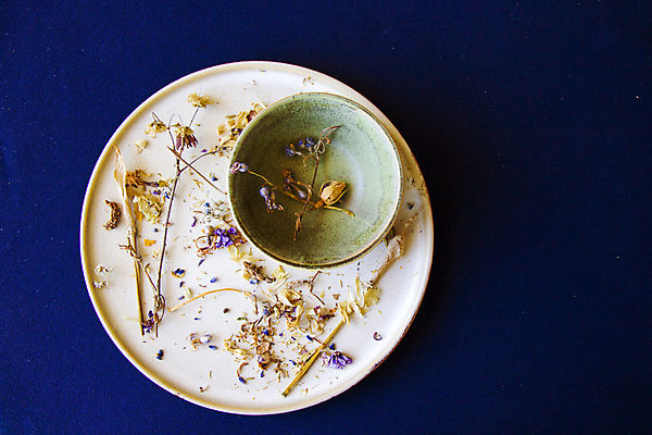 포토 JPG 해외이미지 그릇 접시 꽃잎 건조 쟁반 사람없음 하이앵글 찻잎 허브차 남색배경 해외포토 식기 꽃 뷰포인트 백그라운드 차_음료 남색 파일형식