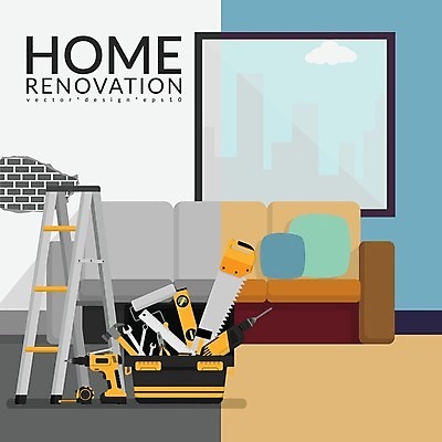 EPS 해외이미지 일러스트 사다리 창문 줄자 자 타이포그라피 사람없음 소파 공구 스패너 수리 망치 공구함 톱 페인트롤러 전동드라이버 해외일러스트 문자 의자 문구용품 도구 드라이버_공구 파일형식 벡터