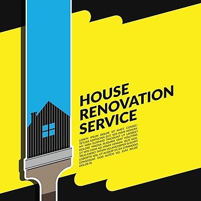 EPS 해외이미지 일러스트 타이포그라피 사람없음 노란색 수리 페인트붓 집모양 해외일러스트 모양 문자 컬러 붓 파일형식 벡터