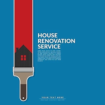 EPS 해외이미지 일러스트 타이포그라피 사람없음 파란색 수리 페인트붓 집모양 해외일러스트 모양 문자 컬러 붓 파일형식 벡터