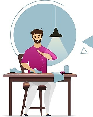 EPS 해외이미지 전신 남자 구두 일러스트 한명 서기 들기 성인 취미 실 바느질 책상 만들기 핸드메이드 싱글라이프 성인남자한명만 해외일러스트 1 라이프스타일 가구 신발 모션 사람 남자한명만 성인남자만 파일형식 벡터