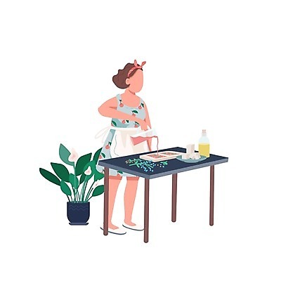 EPS 해외이미지 전신 여자 꽃 화분 일러스트 주전자 한명 서기 들기 성인 취미 붓기 책상 만들기 수제비누 싱글라이프 성인여자한명만 해외일러스트 식물 1 라이프스타일 가구 모션 주방용품 사람 비누 여자한명만 성인여자만 파일형식 벡터