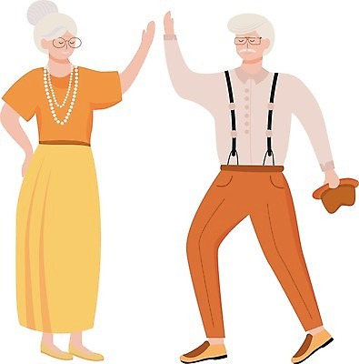 EPS 해외이미지 전신 여자 할아버지 노년 남자 할머니 허리손 일러스트 가족 서기 들기 두명 눈감음 노부부 춤 가족라이프 하이파이브 노인만 해외일러스트 라이프스타일 부부 포즈 관계 모션 문화예술 사람 손짓 성인 성인만 파일형식 벡터