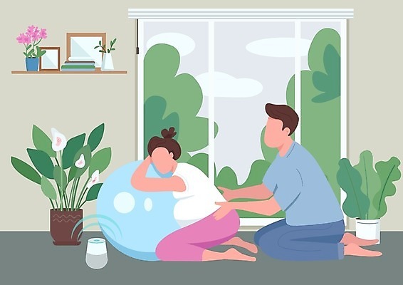 EPS 해외이미지 전신 부부 여자 남자 화분 일러스트 앉기 성인 두명 운동 기댐 임산부 마사지 가족라이프 짐볼 성인만 해외일러스트 라이프스타일 커플 가족 모션 건강 사람 임신 파일형식 벡터