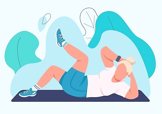 EPS 해외이미지 전신 여자 스포츠 하늘색 일러스트 한명 성인 취미 운동복 눕기 건강관리 매트 복근운동 성인여자한명만 해외일러스트 1 옷 모션 건강 관리 사람 파란색 운동 여자한명만 성인여자만 파일형식 벡터