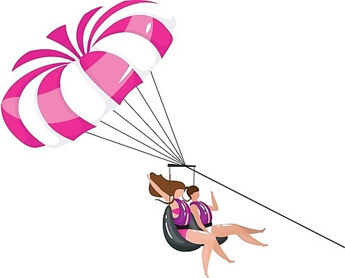EPS 해외이미지 전신 여자 스포츠 일러스트 앉기 성인 취미 두명 건강관리 만세 즐거움 낙하산 글라이더 패러세일링 성인여자만 해외일러스트 감정 모션 건강 관리 사람 레포츠 여자만 성인만 파일형식 벡터
