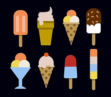 EPS 해외이미지 일러스트 사람없음 콘아이스크림 막대아이스크림 컵아이스크림 해외일러스트 아이스크림 파일형식 벡터