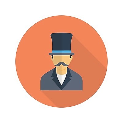 EPS 해외이미지 남자 중년 일러스트 한명 정장 상반신 콧수염 마술사모자 중년남자한명만 해외일러스트 모자_잡화 1 옷 수염 사람 성인 남자한명만 중년남자만 파일형식 벡터