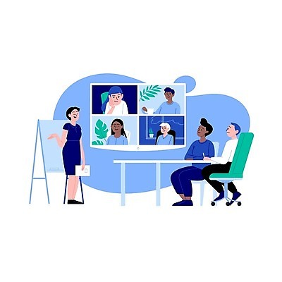 EPS 해외이미지 여자 남자 일러스트 회의 모바일 사람 성인 파란색 스크린 모니터 업무 비즈니스맨 비즈니스우먼 플랫 재택근무 온라인 화상통화 성인만 언택트 온택트 랜선라이프 해외일러스트 라이프스타일 컬러 비즈니스 컴퓨터 작업 직장인 통화 파일형식 벡터