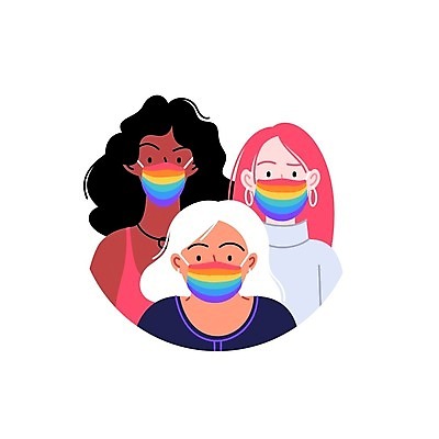 EPS 해외이미지 여자 문화 일러스트 마스크 세명 성인여자만 해외일러스트 사람 여자만 성인만 파일형식 벡터